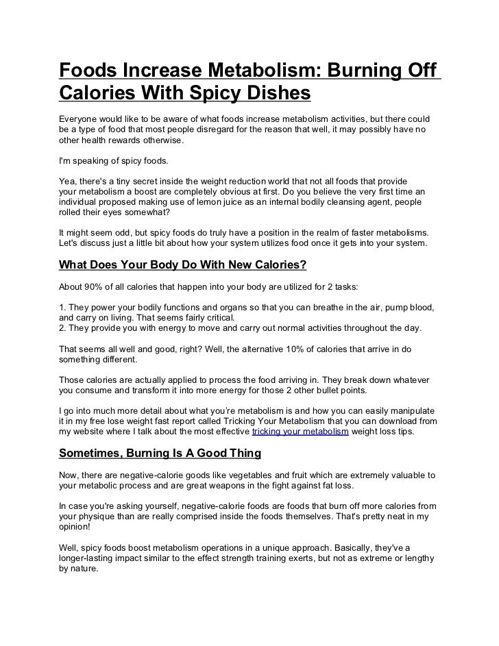 Foods Increase Metabolism Burning Off Calories With Spicy Dishes