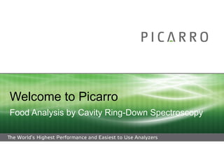 Welcome to Picarro Food Analysis by Cavity Ring-Down Spectroscopy 
