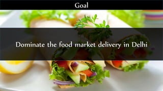 Dominate the food market delivery in Delhi
Goal
 