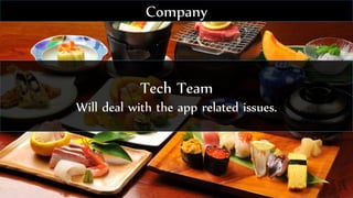 Tech Team
Will deal with the app related issues.
Company
 