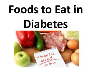Foods to Eat in
Diabetes
 