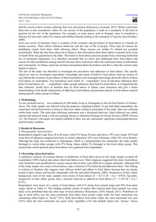 Food taboos among residents at ashongman accra, ghana PDF