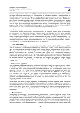 Food taboos among residents at ashongman accra, ghana PDF