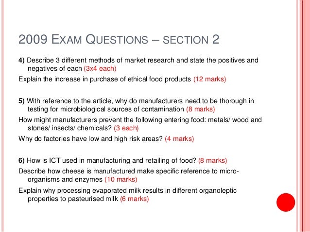 Food Technology - Exam Questions