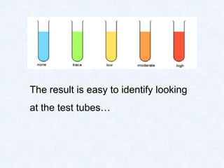 The result is easy to identify looking
at the test tubes…
 