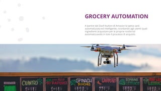 Copyright © 2017 GELLIFY S.p.A. All rights reserved.
A partire dal Dash button di Amazon la spesa sarà
automatizzata ed intelligente, ricordando agli utenti quali
ingredienti acquistare per le proprie ricette ed
automatizzando in toto il processo di acquisto.
GROCERY AUTOMATION
 