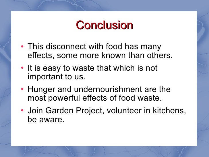 Conclusion for food waste