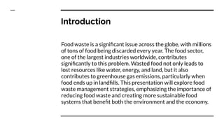 Food Waste Management in the Food Sector | PDF