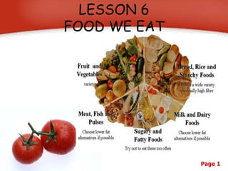 Page 1
LESSON 6
FOOD WE EAT
 