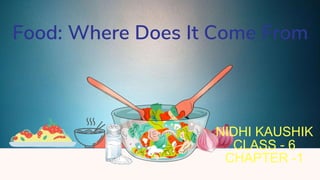 Food: Where Does It Come From
NIDHI KAUSHIK
CLASS - 6
CHAPTER -1
 