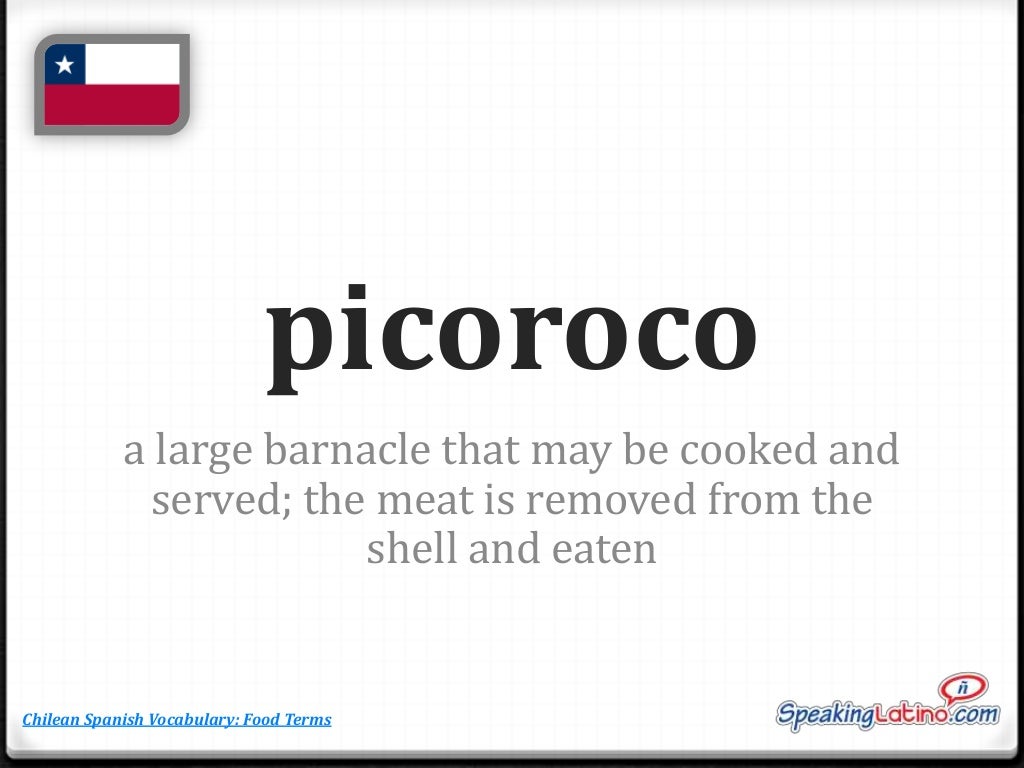 Food Words in Spanish Chile Spanish Words Flashcards