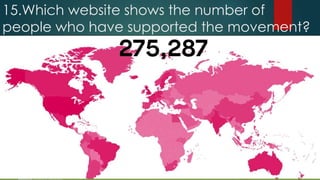 15.Which website shows the number of
people who have supported the movement?
 