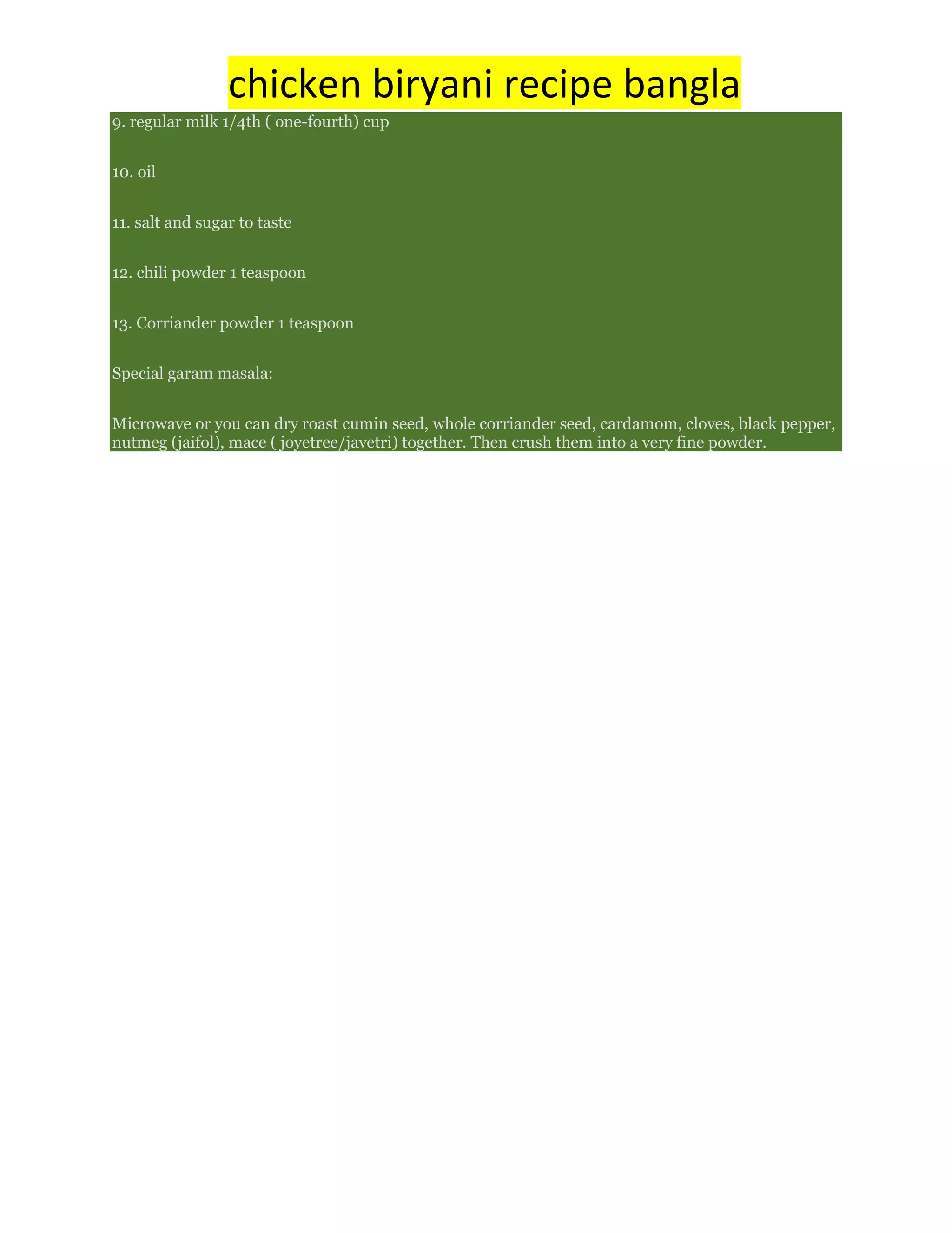 chicken biryani recipe bangla | PDF