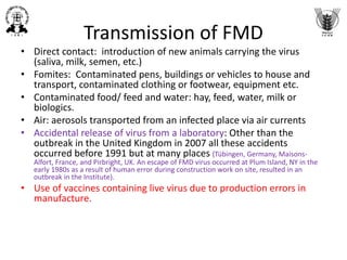Foot and mouth disease preventive and epidemiological aspects | PPTX