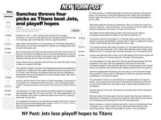 NY Post: Jets lose playoff hopes to Titans
 