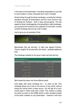 Z-Code FOOTBALL BOOK
34
In the eyes of the bookmaker, it would be impossible for your bet
to have ended in a draw, half go...