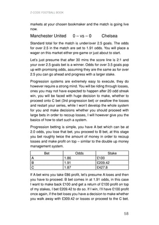 Z-Code FOOTBALL BOOK
58
markets at your chosen bookmaker and the match is going live
now.
Manchester United	 0 – vs – 0		 ...