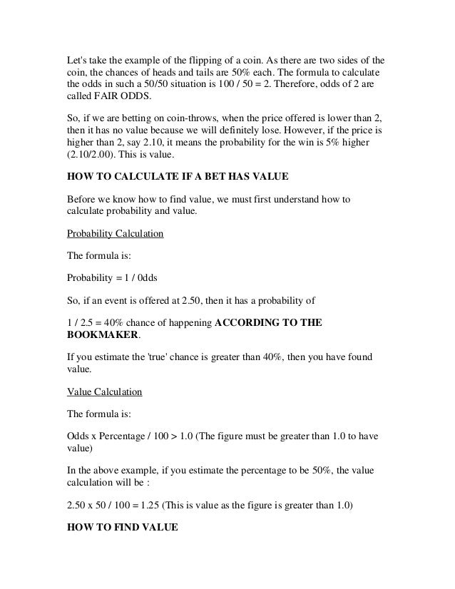 How do you calculate true odds