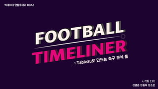 빅데이터 연합동아리 BOAZ
시각화 13기
김명준 정동욱 정소민
: Tableau로 만드는 축구 분석 툴
 