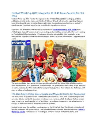 Football World Cup 2026 Infographic 18 of 48 Teams Secured for FIFA ...