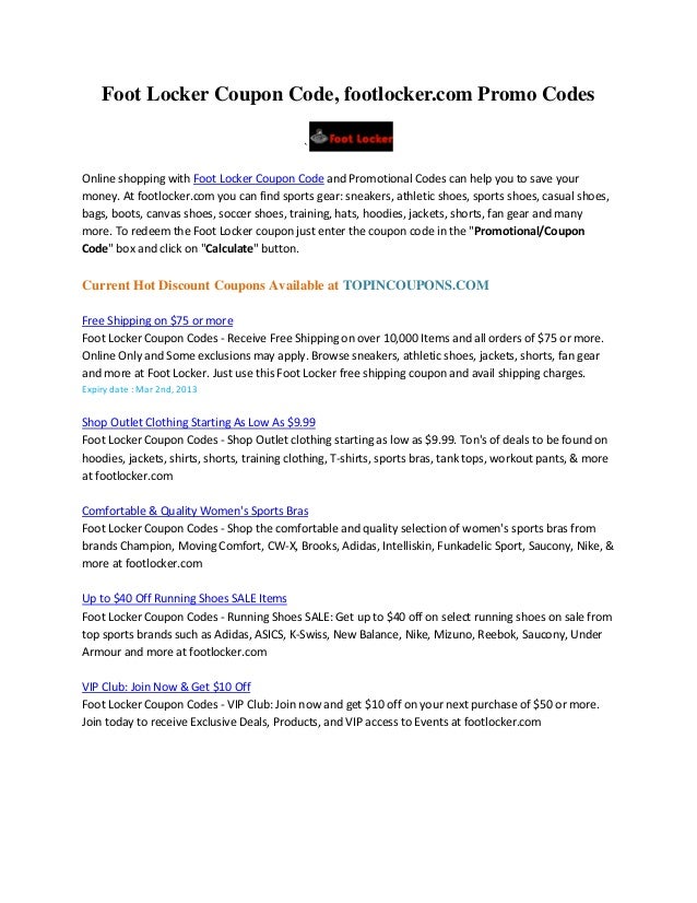 Foot locker coupon 50 off