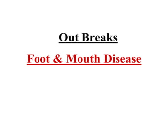Out Breaks
Foot & Mouth Disease
 