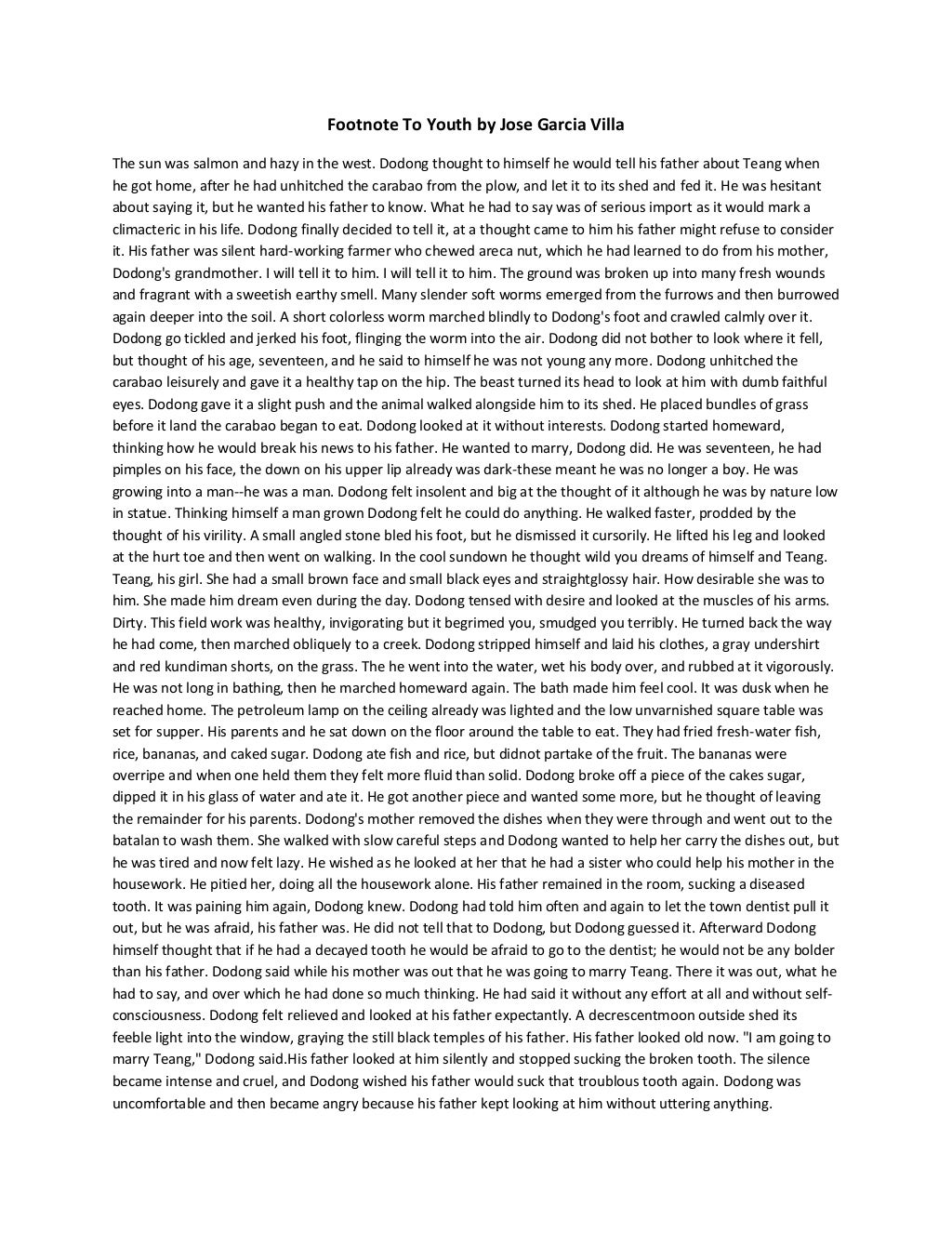 Footnote to the youth