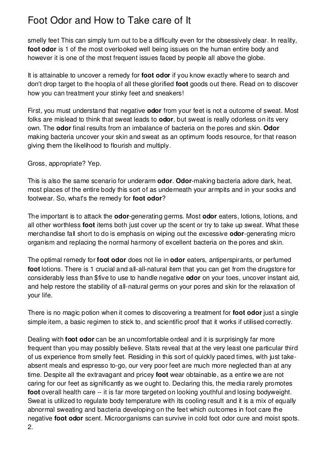 Foot Odor and How to Take care of It