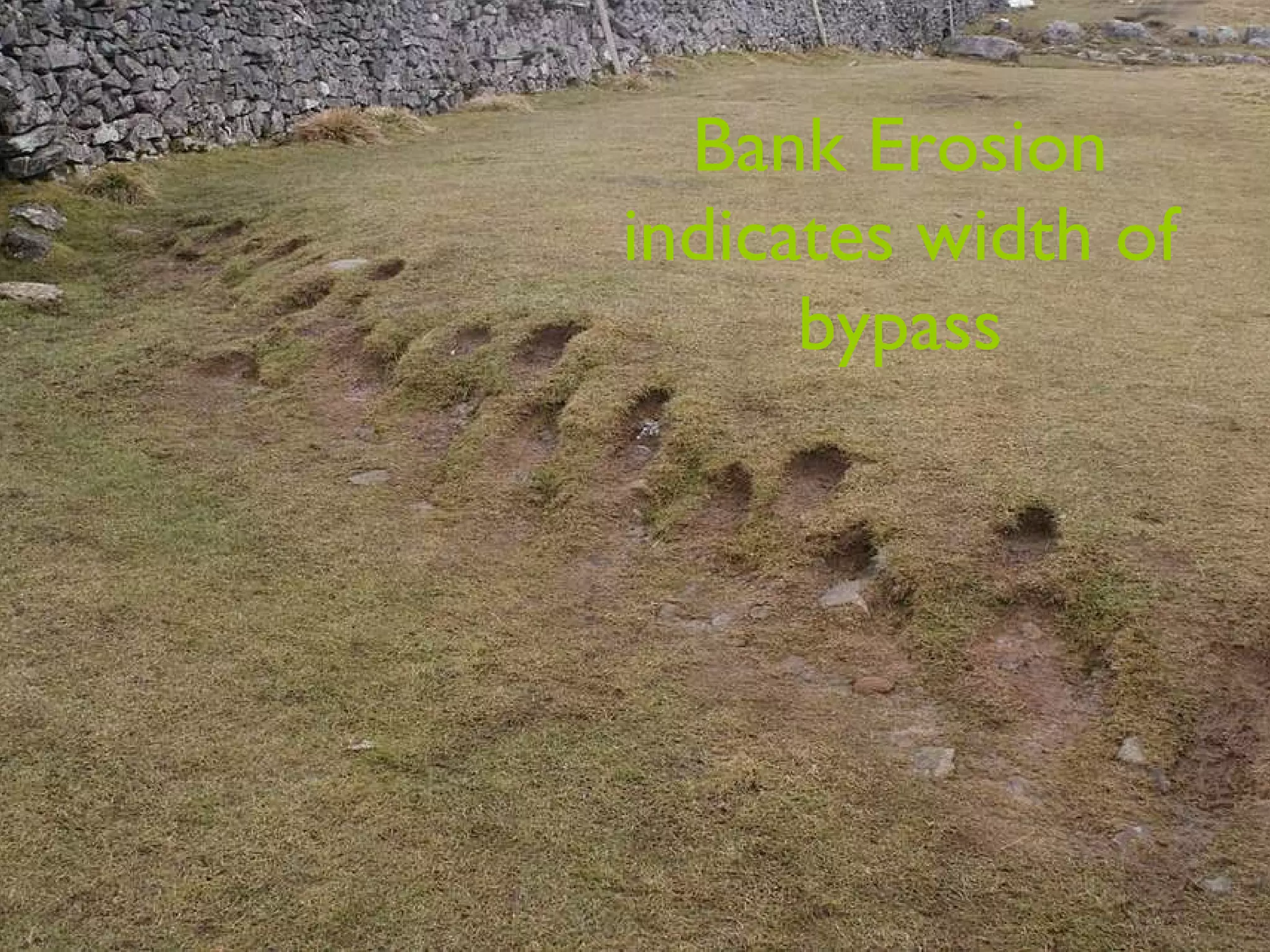 Bank Erosion indicates width of bypass 
