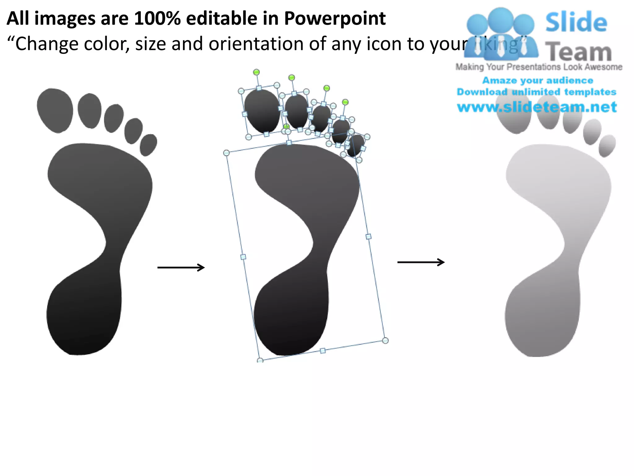 All images are 100% editable in Powerpoint
“Change color, size and orientation of any icon to your liking”
 