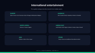 International entertainment
The supplied catalogue describes channels from multiple regions.
EUROPE
Spain • France • UK • Germany • Italy • Portugal • Netherlands • Belgium
AMERICAS
USA • Canada • Brazil • Argentina • Mexico • Colombia
NORTH AFRICA
Morocco • Tunisia • Algeria
MIDDLE EAST
Saudi Arabia • UAE • Egypt • Lebanon • Jordan • Qatar • Kuwait
ASIA
Pakistan • India • China • Japan
OTHER
Turkey • Russia and additional international content
footviu.com • 1-MONTH IPTV SUBSCRIPTION — START TODAY • 10
 