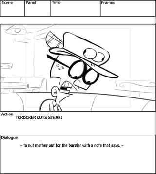 (CROCKER CUTS STEAK) 
-- to put mother out for the burglar with a note that says, -- 
 