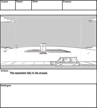 The nameplate falls to the ground. 
text 
 