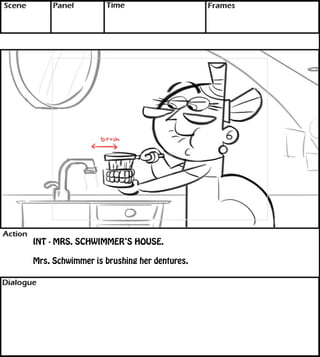 167sc061niceoldladywatercan 
INT - MRS. SCHWIMMER’S HOUSE. 
Mrs. Schwimmer is brushing her dentures. 
 