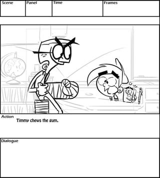 Timmy chews the gum. 
text 
 