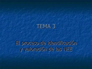 TEMA 3 El proceso de identificación y valoración de las NEE 