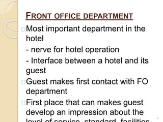 INTRODUCTION TO FRONT OFFICE