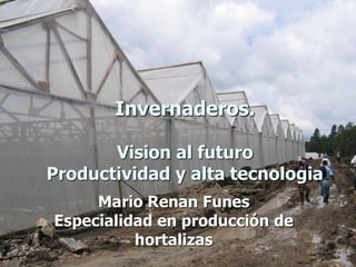 Mario Renan Funes
Especialidad en producción de
hortalizas
Invernaderos.
Vision al futuro
Productividad y alta tecnologia
 