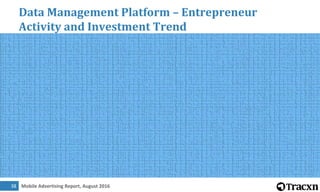 Mobile Advertising Report, August 201639
Data Management Platform – Most Funded
Companies
 
