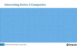 Mobile Advertising Report, August 201643
Interesting Series A Companies
 