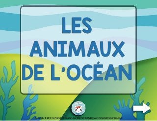 LES
ANIMAUX
DE L’OCÉAN
Copyright © 2015 For French Immersion ALL RIGHTS RESERVED www.forfrenchimmersion.com
 