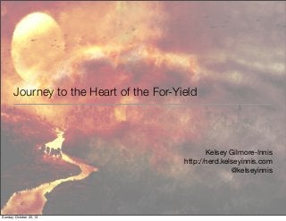 Journey to the Heart of the For-Yield

Kelsey Gilmore-Innis
http://nerd.kelseyinnis.com
@kelseyinnis

Sunday, October 20, 13

 