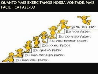 QUANTO MAIS EXERCITAMOS NOSSA VONTADE, MAIS
FÁCIL FICA FAZÊ-LO
 