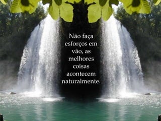 Não faça esforços em vão, as melhores coisas acontecem naturalmente. 