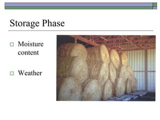Storage Phase
 Moisture
content
 Weather
 