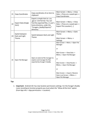 Forager's Buddy - Quick Reference Guide [Version 1.7] | PDF