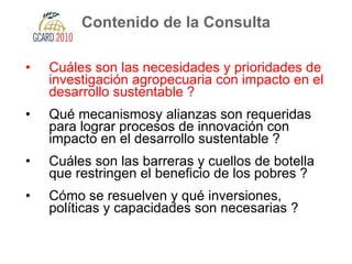 Research for Development:  The GCARD