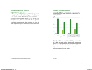 Tvekat eller avstått från att söka arbete                                            Fått frågan om de tänker skaffa barn
                                    på grund av att du väntar barn8                                                      Har du någon gång under en anställningsintervju varit med om att
                                    Var femte kvinna har tvekat att söka arbete när hon väntat barn och det              man frågat eller undrat om du funderar på att skaffa barn inom den
                                    är betydligt vanligare att barnafödande skapar tvivel hos kvinnorna                  närmsta framtiden?
                                    än hos männen. Siffran är något högre i dag än för fyra år sedan9.                    [%]
                                                                                                                         100
                                    En uppdelning av gruppen chefer i kvinnor och män visar att det är
                                    betydligt fler kvinnor, 22 procent, som har tvekat. För män i gruppen
                                    chefer är siffran 8 procent. Att kvinnor som redan är chefer avstår ifrån             80
                                    att söka andra chefstjänster tyder på att föräldraskap kan utgöra ett
                                    hinder för kvinnorna att göra ytterligare karriär, men inte för män
                                                                                                                          60
                                    som är chefer.

                                                                                                                          40


                                                                                                                          20


                                                                                                                           0
                                                                                                                                       man            kvinna          man                   kvinna
                                                                                                                                             Chefer                             Anställda
                                                                                                                                                Ja       Nej   Vet ejvill ej svara


                                                                                                                         Var tredje anställd kvinna svarar att hon har fått frågan om hon funderar
                                                                                                                         på att skaffa barn inom närmaste framtiden under en anställnings­
                                                                                                                         intervju. Det är något färre kvinnor med chefsposition som får frågan.
                                                                                                                         De som nästan aldrig får den här frågan är män som är chefer.

                                                                                                                         Frågan ställdes i en tidigare undersökning; Barntillåtet Arbetsliv 200810;
                                                                                                                         och resultatet är identiskt fyra år senare.




                                    8)	 För diagram se bilaga 3
                                    9)	 Barntillåtet arbetsliv. 16 procent av kvinnorna svarade då att de hade tvekat.   10)	Unionen




                                    10                                                                                                                                                               11




UNI 248 Rapport föräldrar i arbetslivet 1854.1.indd 10-11                                                                                                                                                 2012-10-18 12:03
 