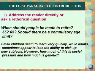 THE FIRST PARAGRAPH OR  INTRODUCTION 