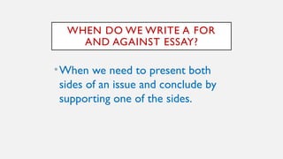 Your guide to write an effective for and against essay for the IGCSE ...